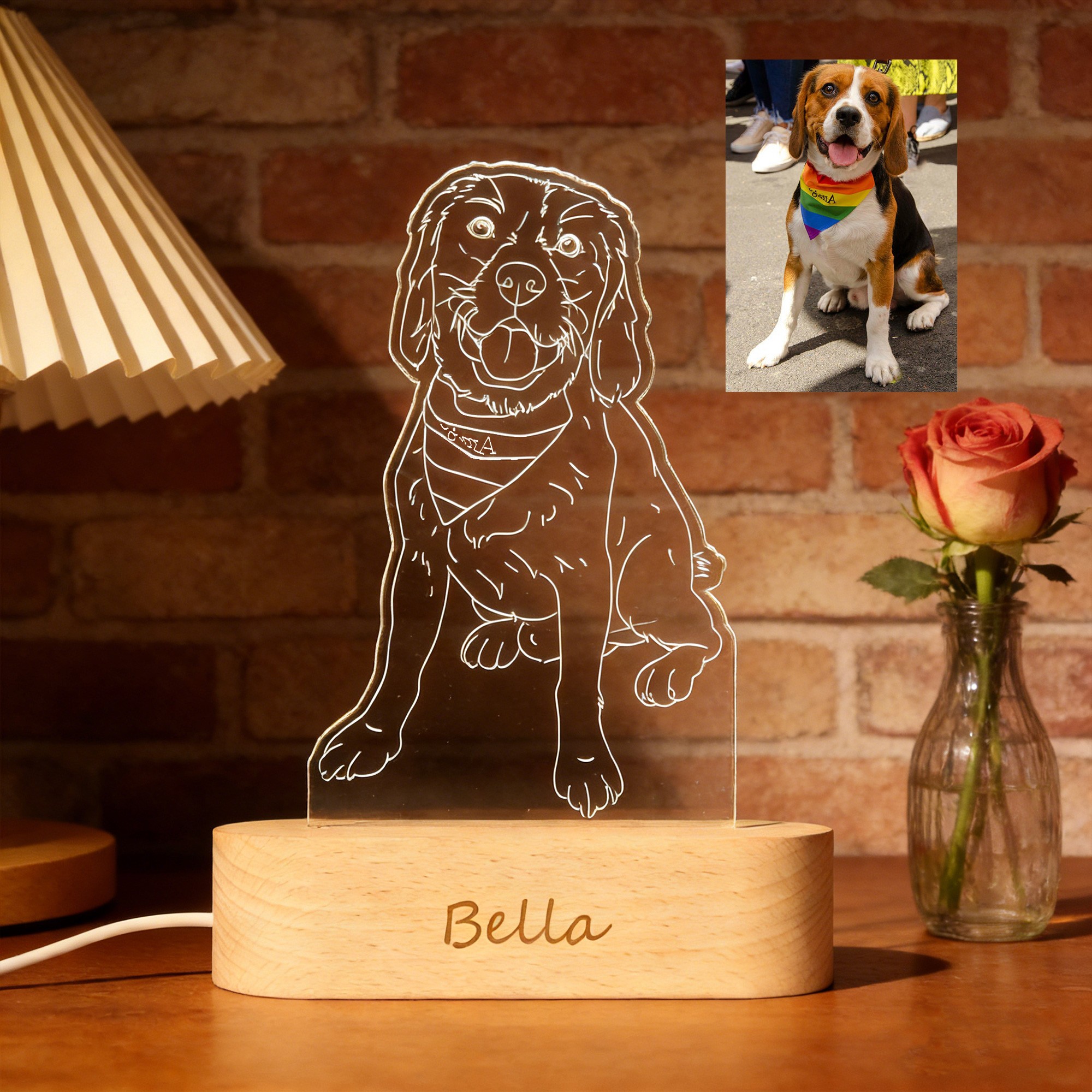 Personalised 3D Photo Lamp Custom Pet Dog Picture Night Light Unique Gifts For Pet Lover Birthday Present