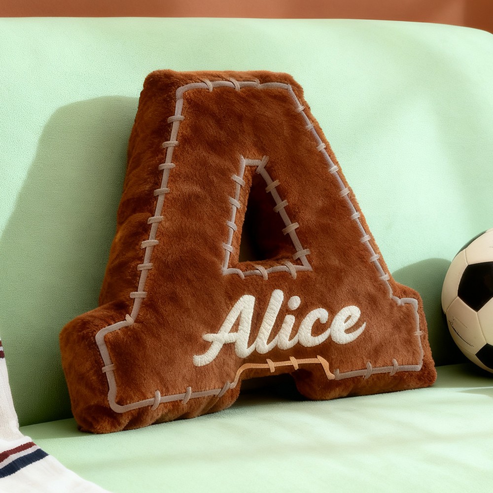 Personalised Football Themed Letter Shaped Pillow with Custom Name Football Fans Gifts Christmas Gift for Football Lover
