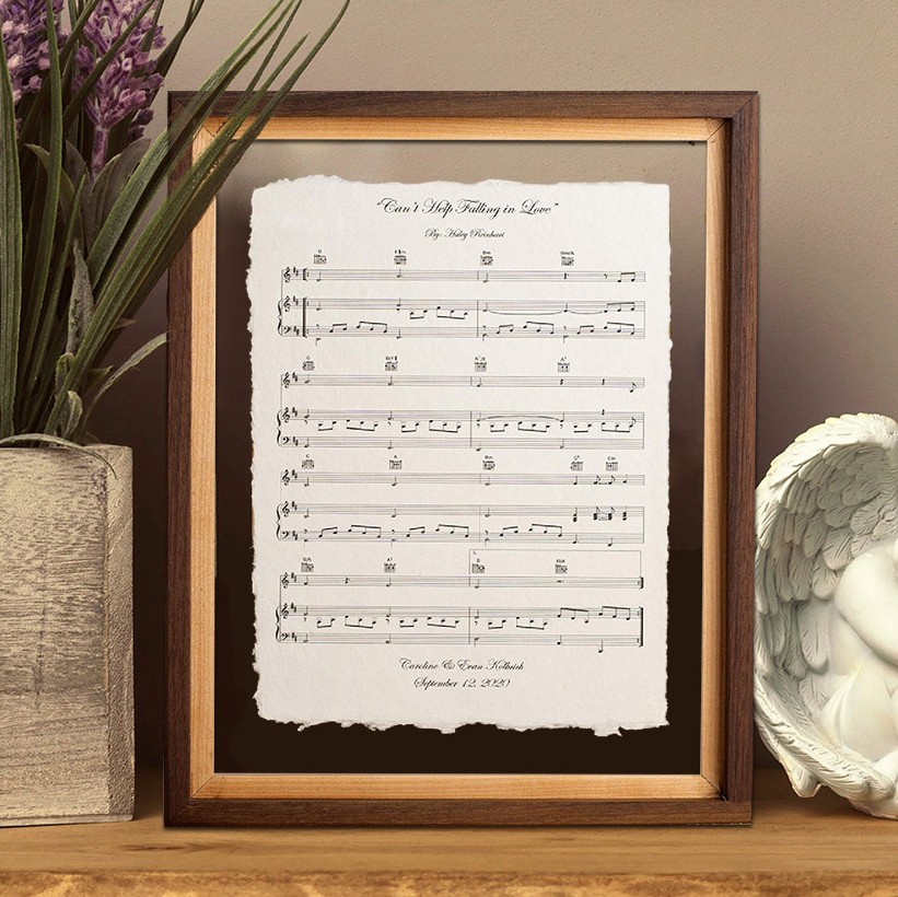 Custom Wooden Sheet Music Art Frame 1st Wedding Anniversary Gift for Wife Husband Unique Gifts for Couples