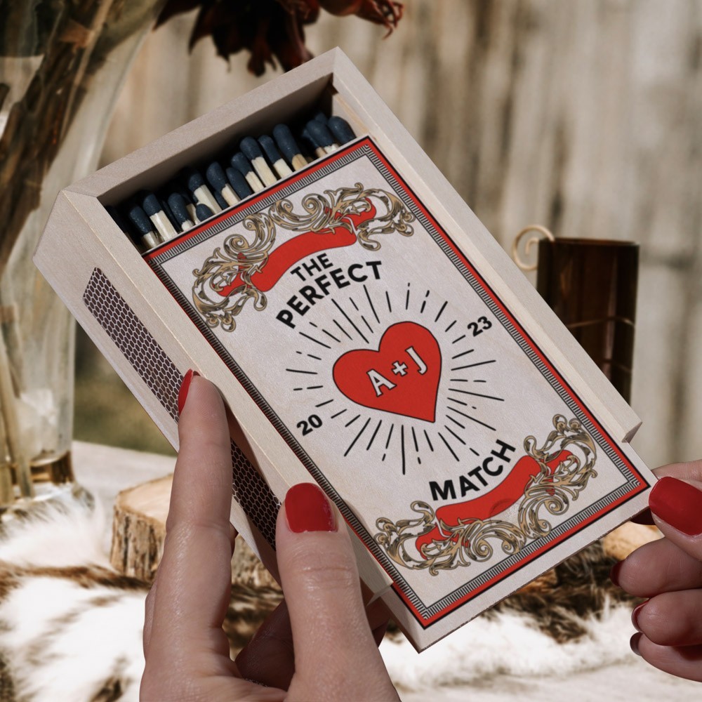 Personalised Couple Wood Matchbox Housewarming Gift Anniversary Gift Ideas Valentine's Day Gifts for Couples