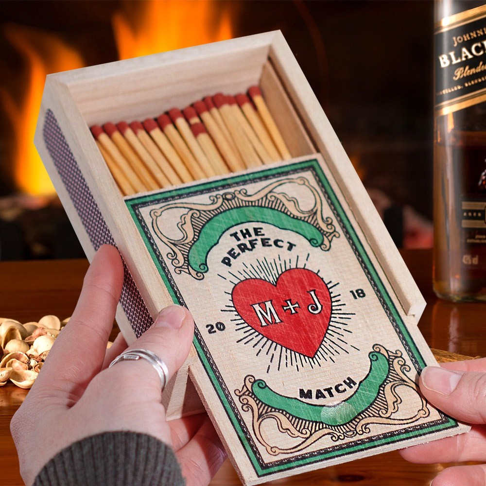 Custom Wood Matchbox for Couples Housewarming Gift Wedding Anniversary Gifts Valentine's Day Gift Ideas for Her Him
