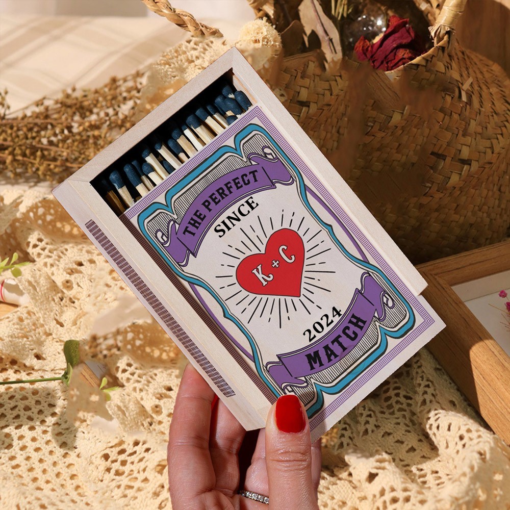 Personalised Couple Wood Matchbox Housewarming Gift Anniversary Gift Ideas Valentine's Day Gifts for Couples