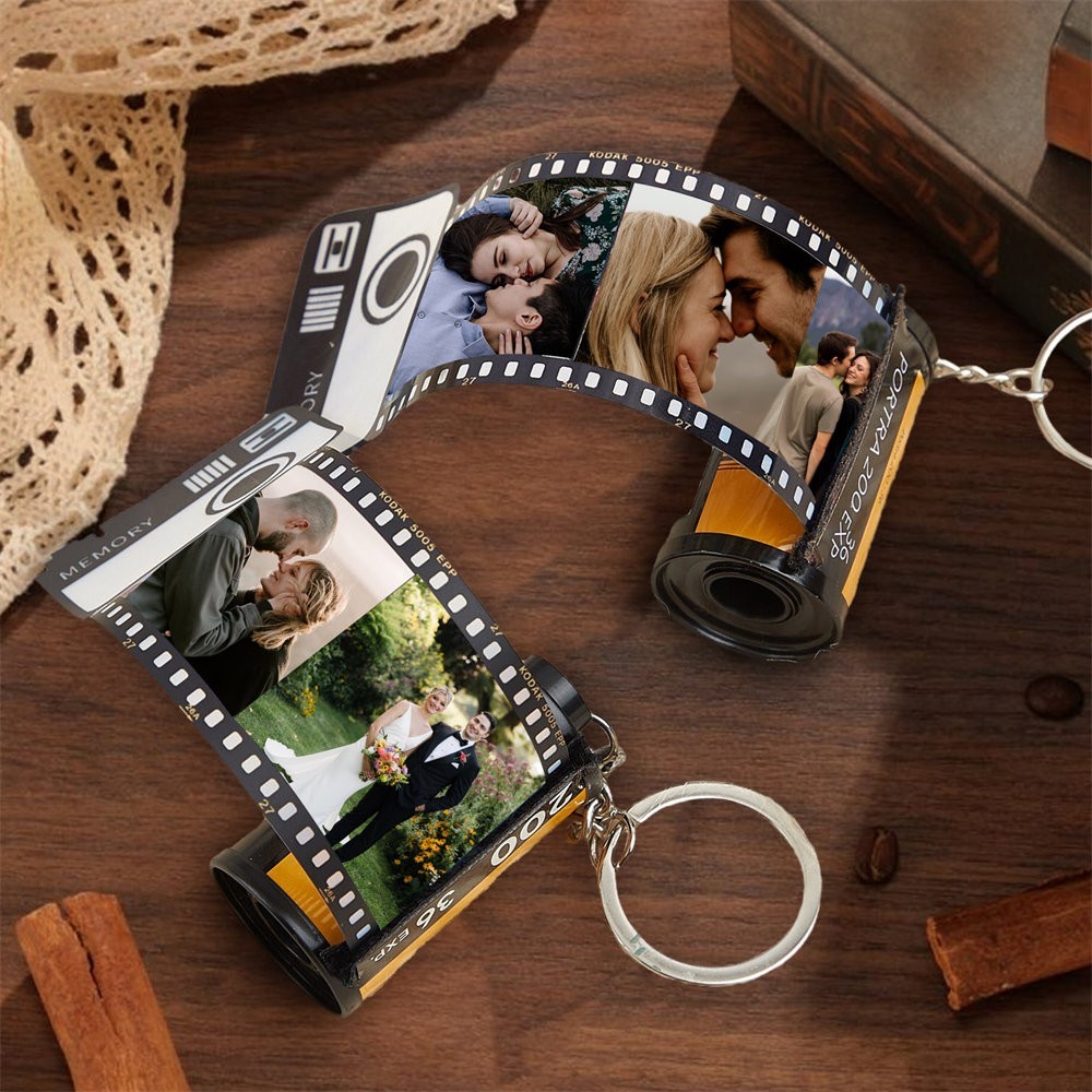 Personalised Photo Film Roll Keychain Keepsake Gifts Anniversary Gift for Her Valentine's Day Gift for Couples