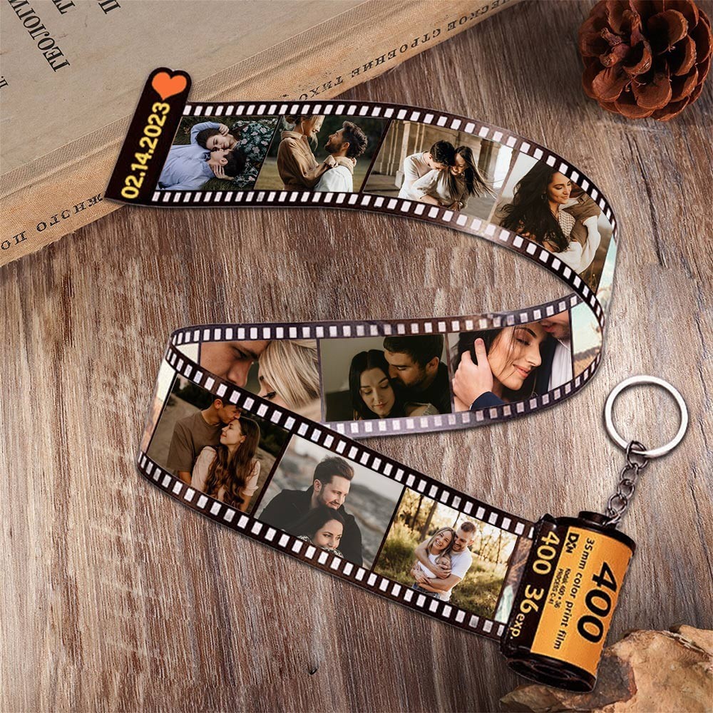 Personalised Photo Film Roll Keychain Unique Wedding Anniversary Gifts for Couple Valentine's Day Gift for Her Him