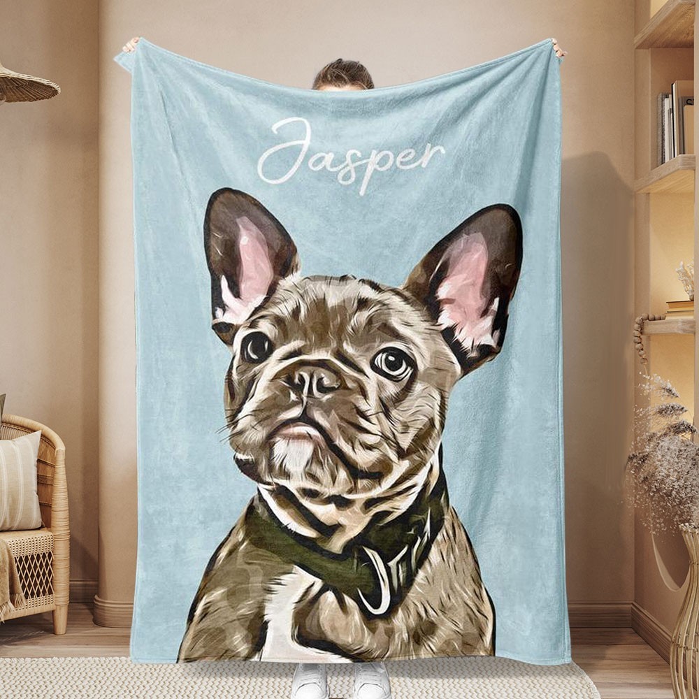 Personalised Dog Photo Blanket with Name Pet Lover Gifts Memorial Gift for Dog Owners Christmas Gift Ideas