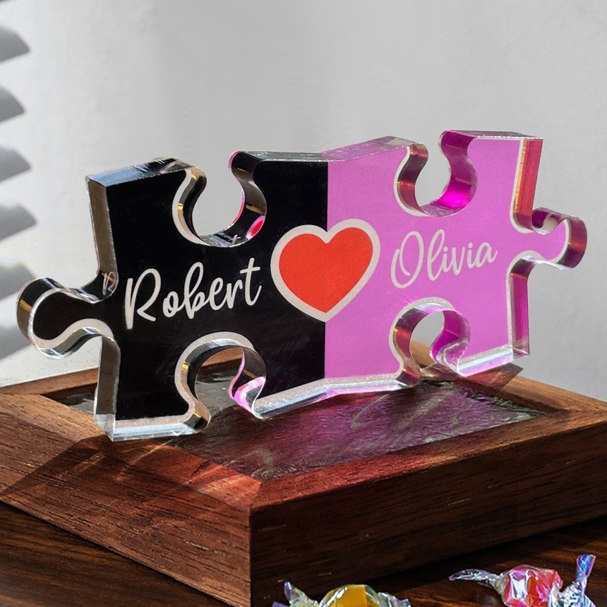 Personalised Acrylic Puzzle Name Sign Keepsake Gifts for Couples Anniversary Gifts for Her Unique Valentine's Day Gift
