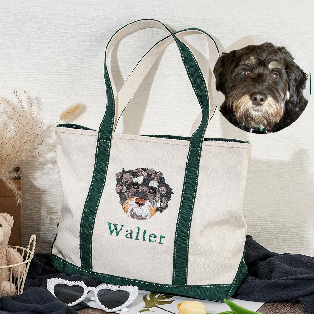 Custom Pet Embroidered Tote Bag for Pet Lover Gifts Unique Gifts for Dog Mum
