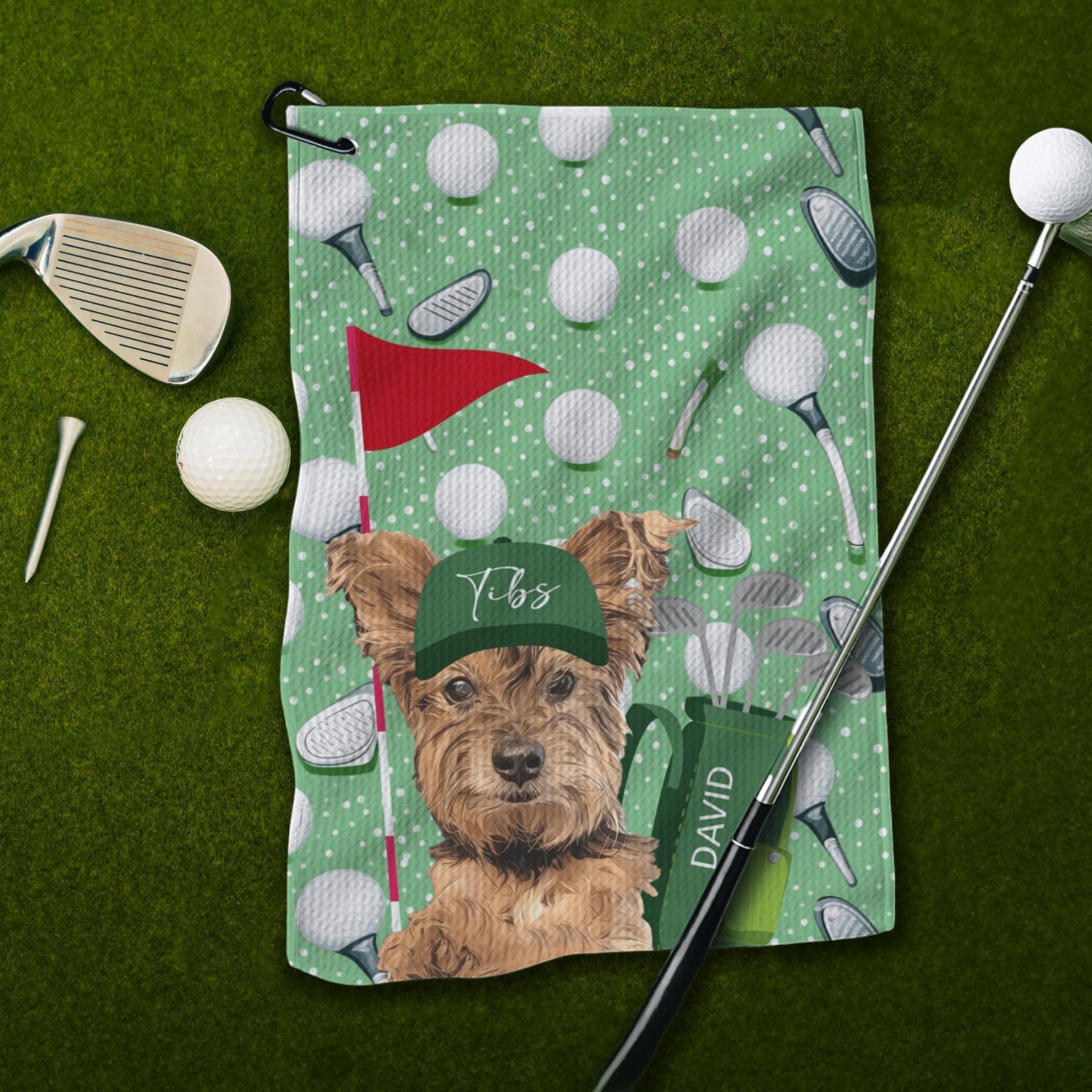 Personalised Dog Golf Towel with Photo and Name Gifts for Dog Owners Per Lover Gift Unique Gifts for Golf Lover