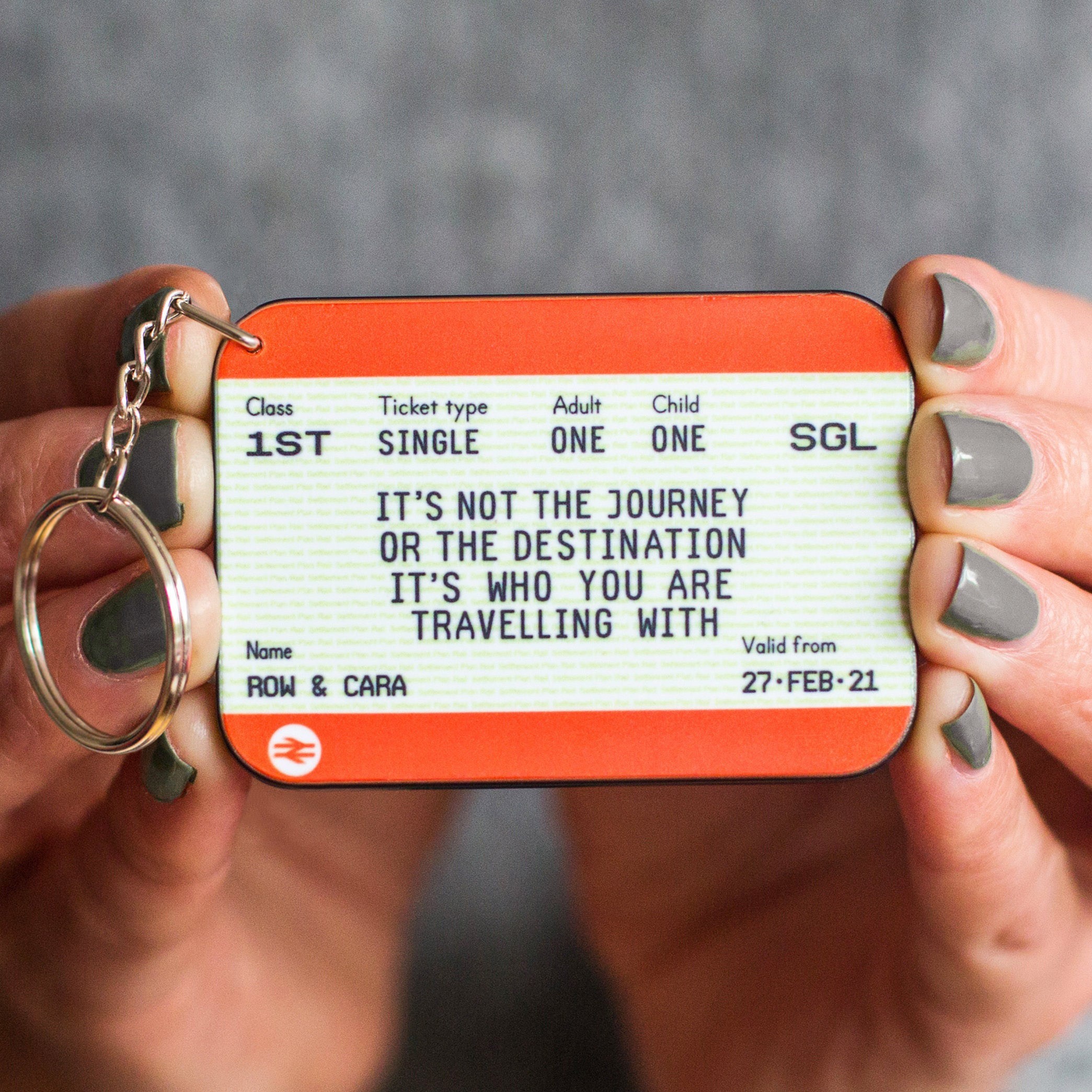 Personalised Train Ticket Keychain with Love Quote Valentine's Day Gifts for Couple Keepsake Gifts for Her Him