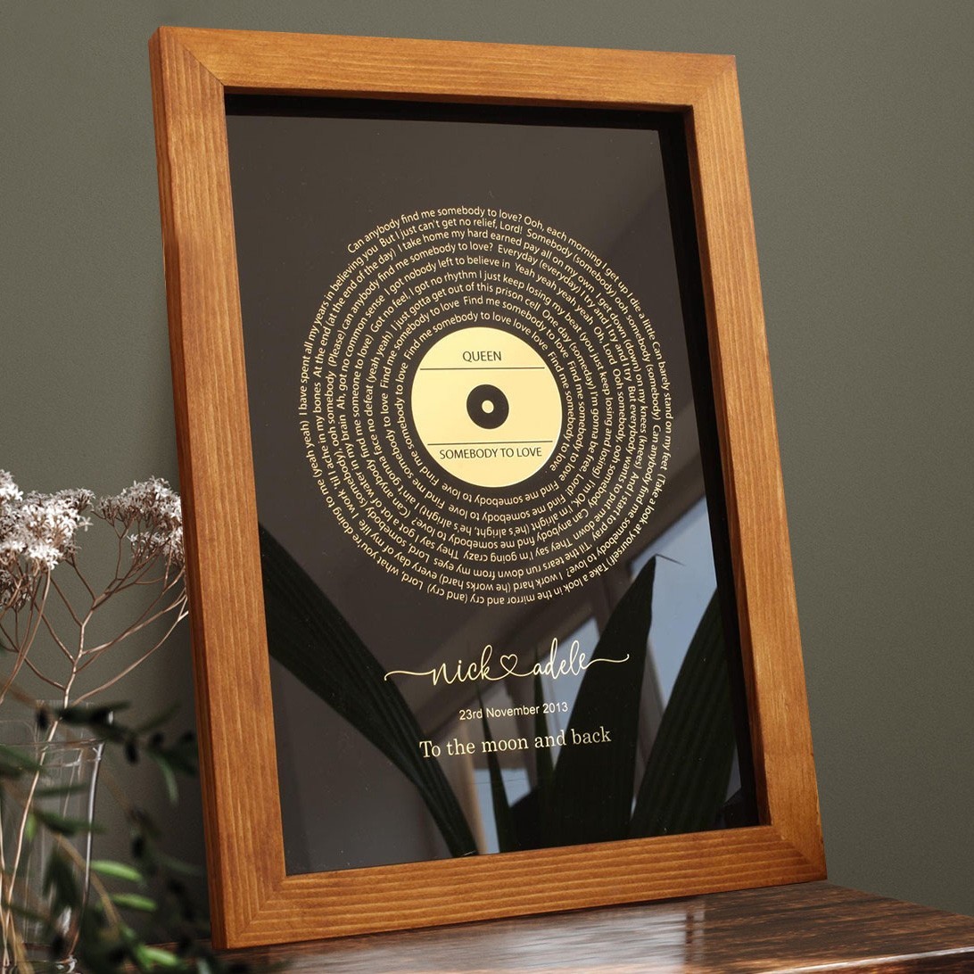 Custom Wedding Song Lyrics Print Frame for Couples 1st Anniversary Gift for Her Him