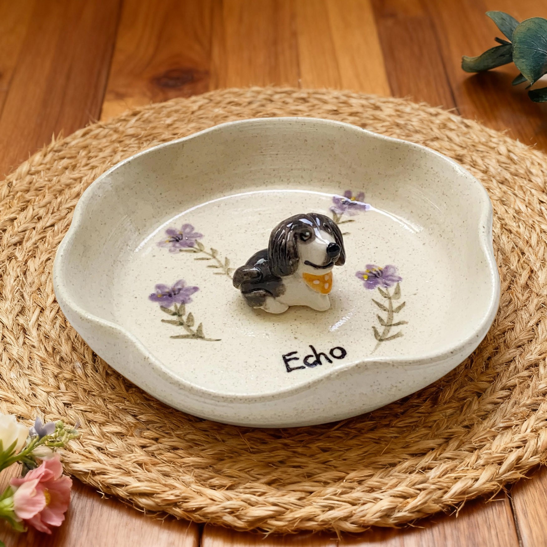 Custom Pet Figurine Jewelry Tray with Name Dog Owner Gift Unique Gift for Pet Lovers Christmas Gift