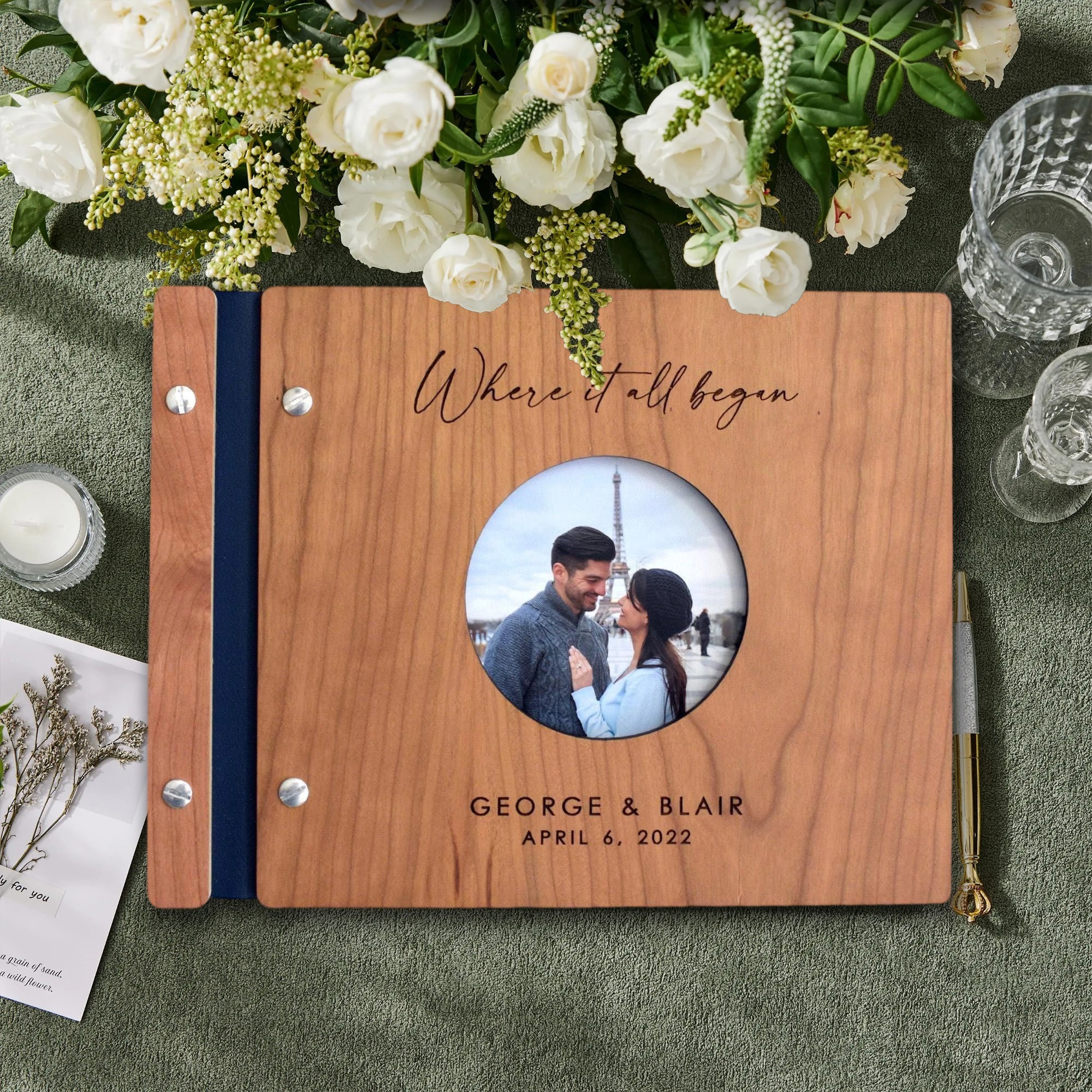 Personalised Wooden Guest Book for Reception Wedding Photo Album Unique Wedding Gifts Anniversary Gift