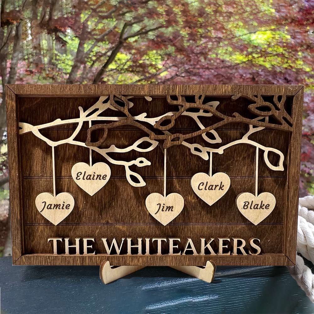 Custom Wooden The Whiteakers Family Tree Frame Sign with Kids Names Gifts For Grandma Mum Unique Christmas Gifts