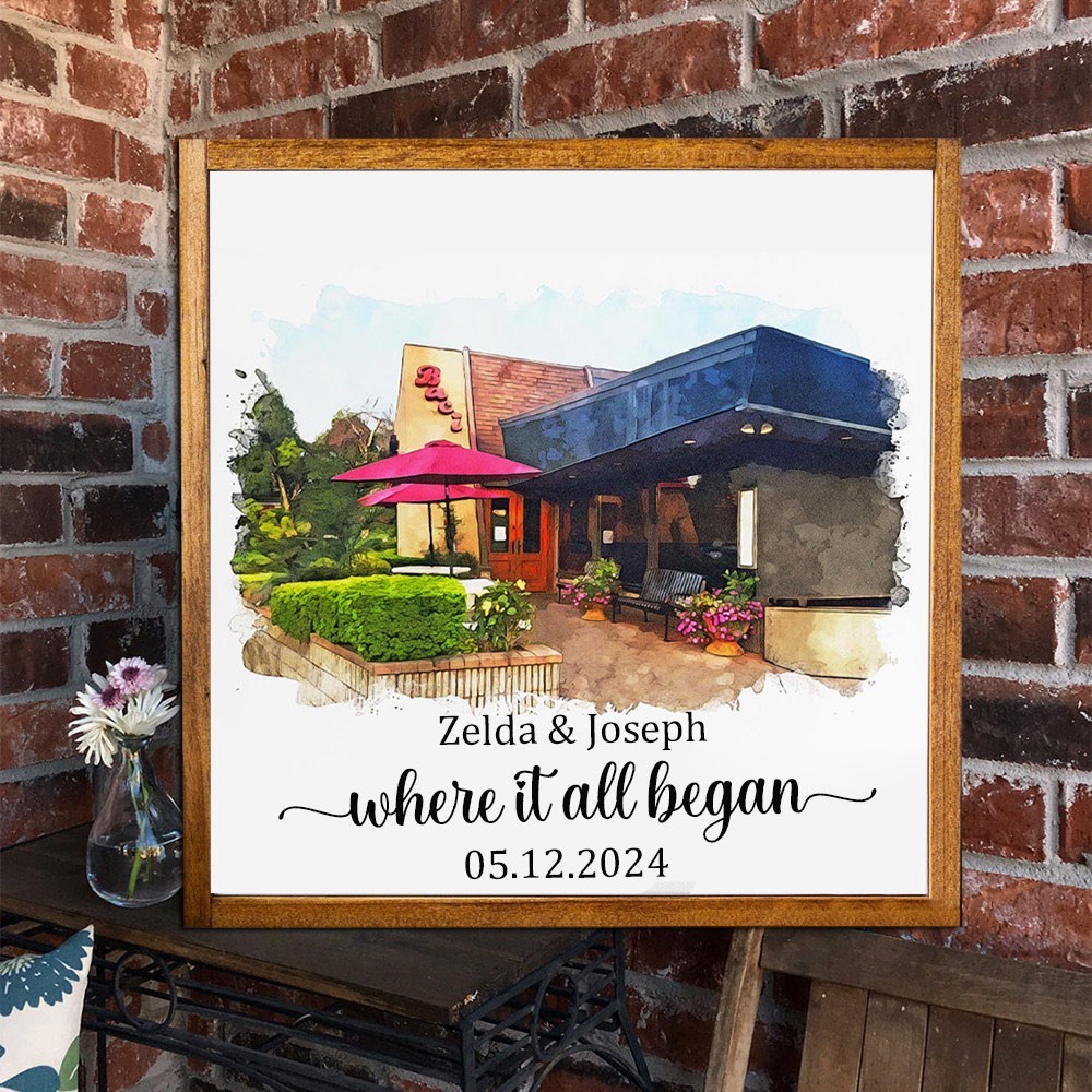 Where It All Began Custom Watercolor House Portrait from Photo Anniversary Gift for Him Valentine's Day Gifts for Boyfriend Husband