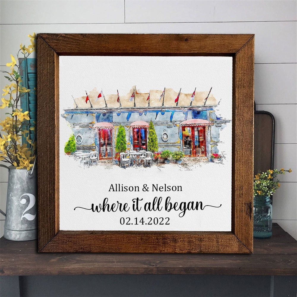 Custom Where It All Began Watercolor House Portrait From Photo Unique Gifts for Couple Anniversary Gift Valentine's Day Gifts