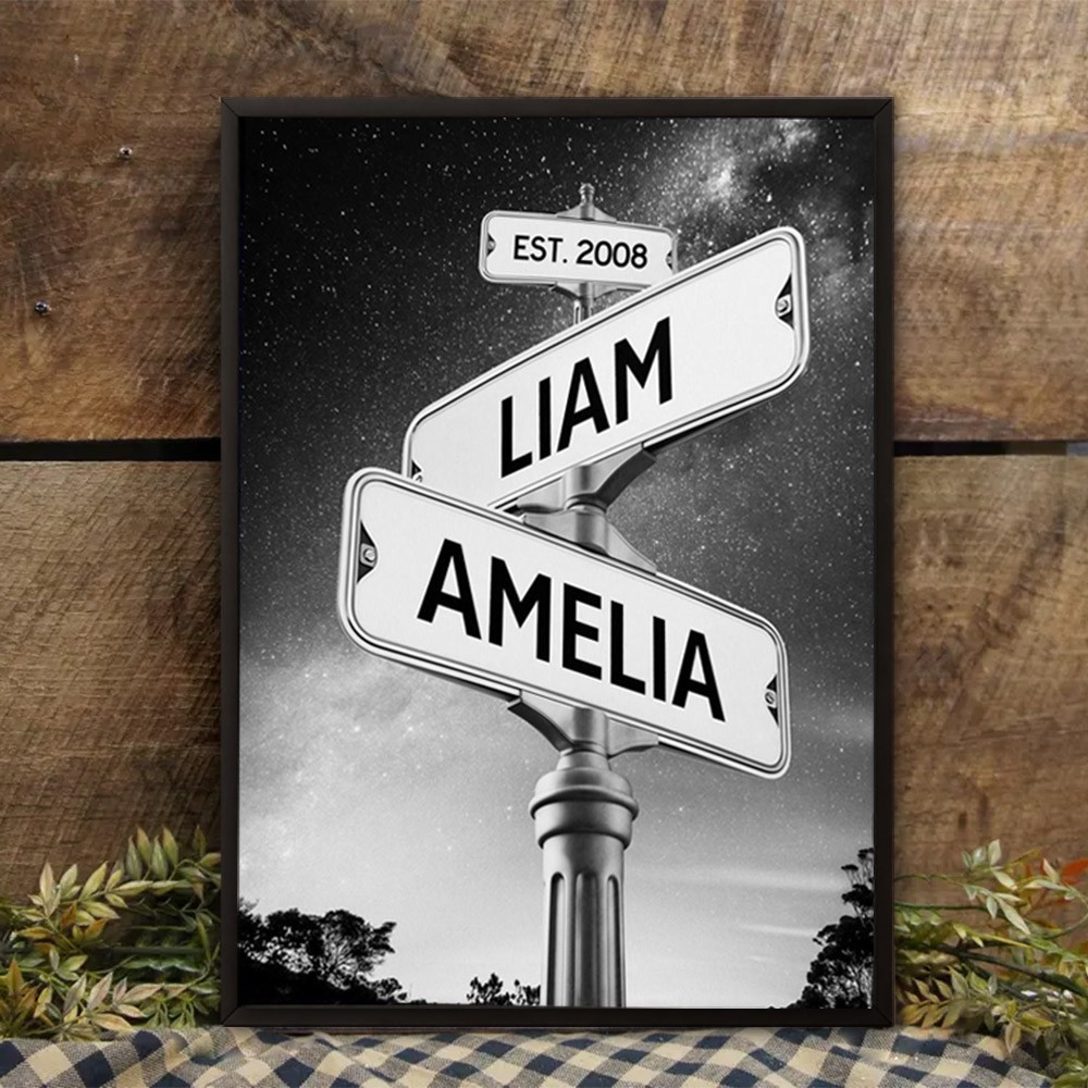 Personalised Couple Name Vintage Street Sign Wedding Anniversary Gifts Valentine's Day Gifts for Her Him