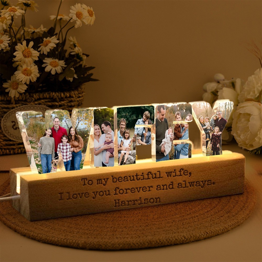 Personalised Wifey Photo Collage Night Light Wedding Anniversary Gift for Wife Valentine's Day Gifts for Couple