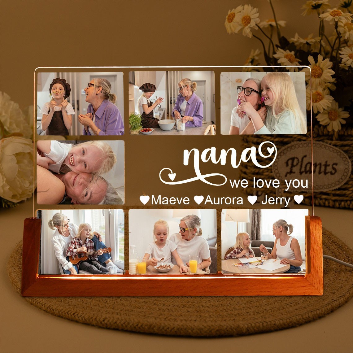 Personalised Photo Collage Night Light for Nana Gifts for Mum Family Keepsake Gift Unique Mother's Day Gift