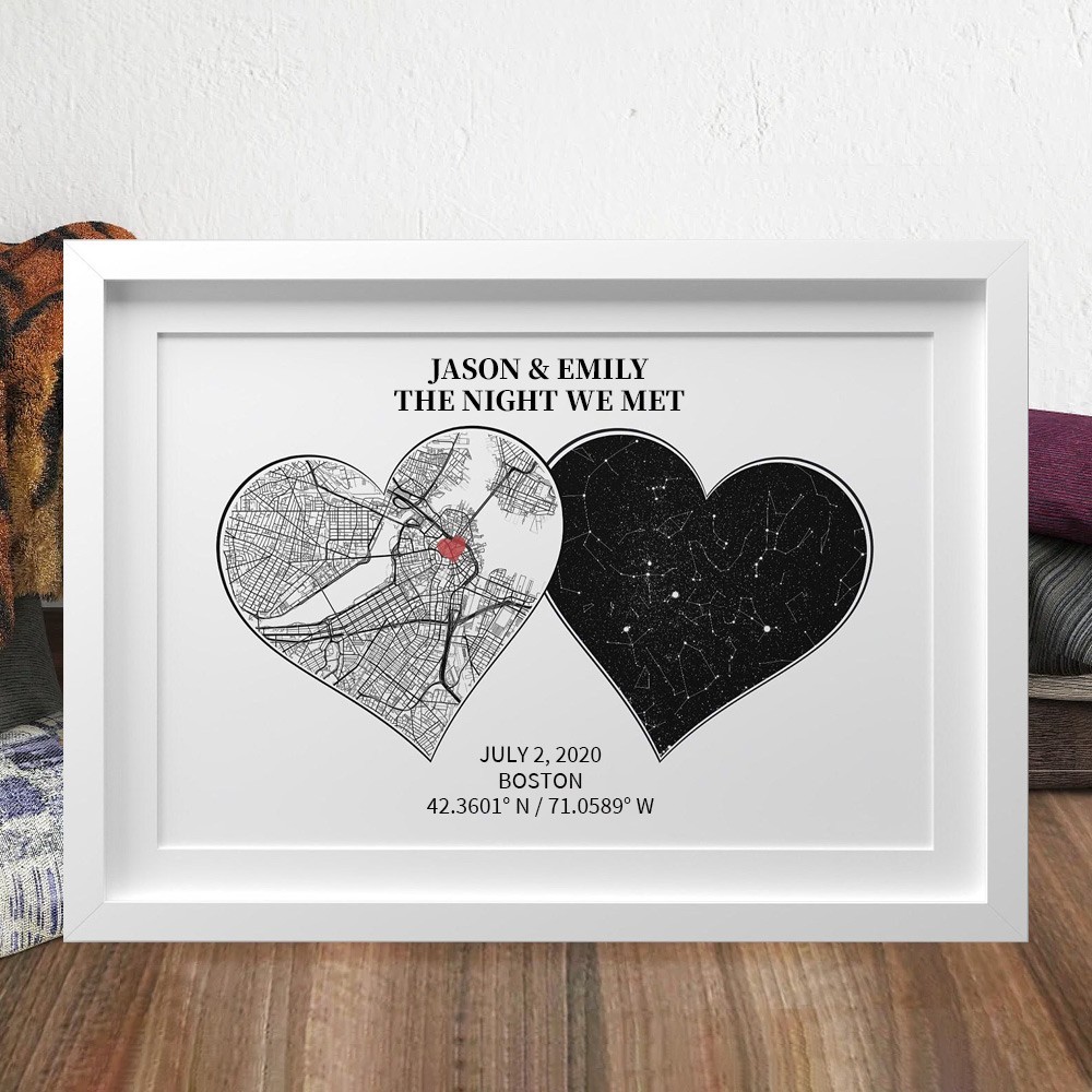 Personalised The Night We Met Star Map First Date Memory Map Wedding Anniversary Gifts Valentine's Day Gift for Couples