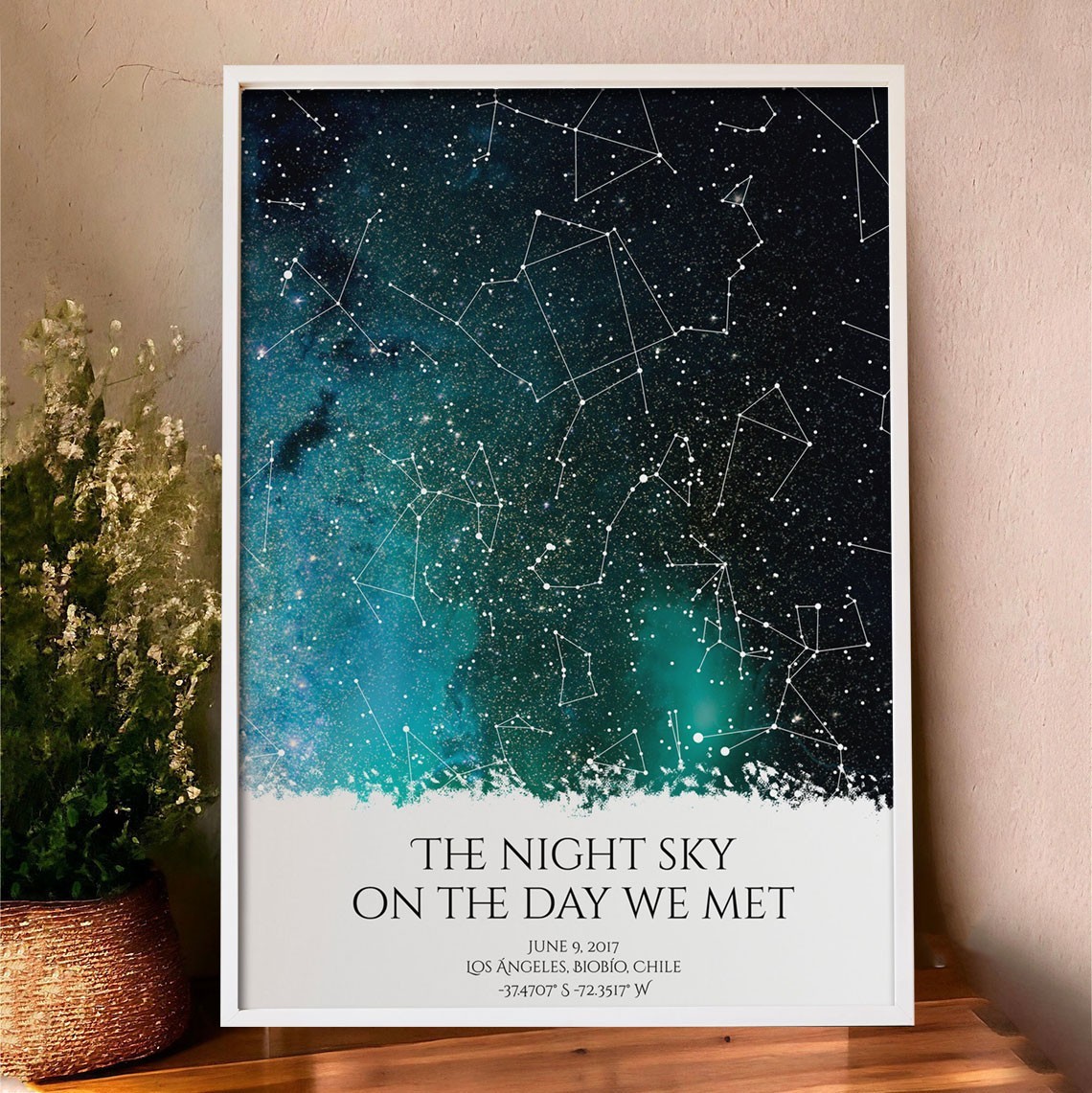 The Night Sky on The Day We Met Custom Star Map Print Frame By Date Gift for Couples Wedding Anniversary Gifts