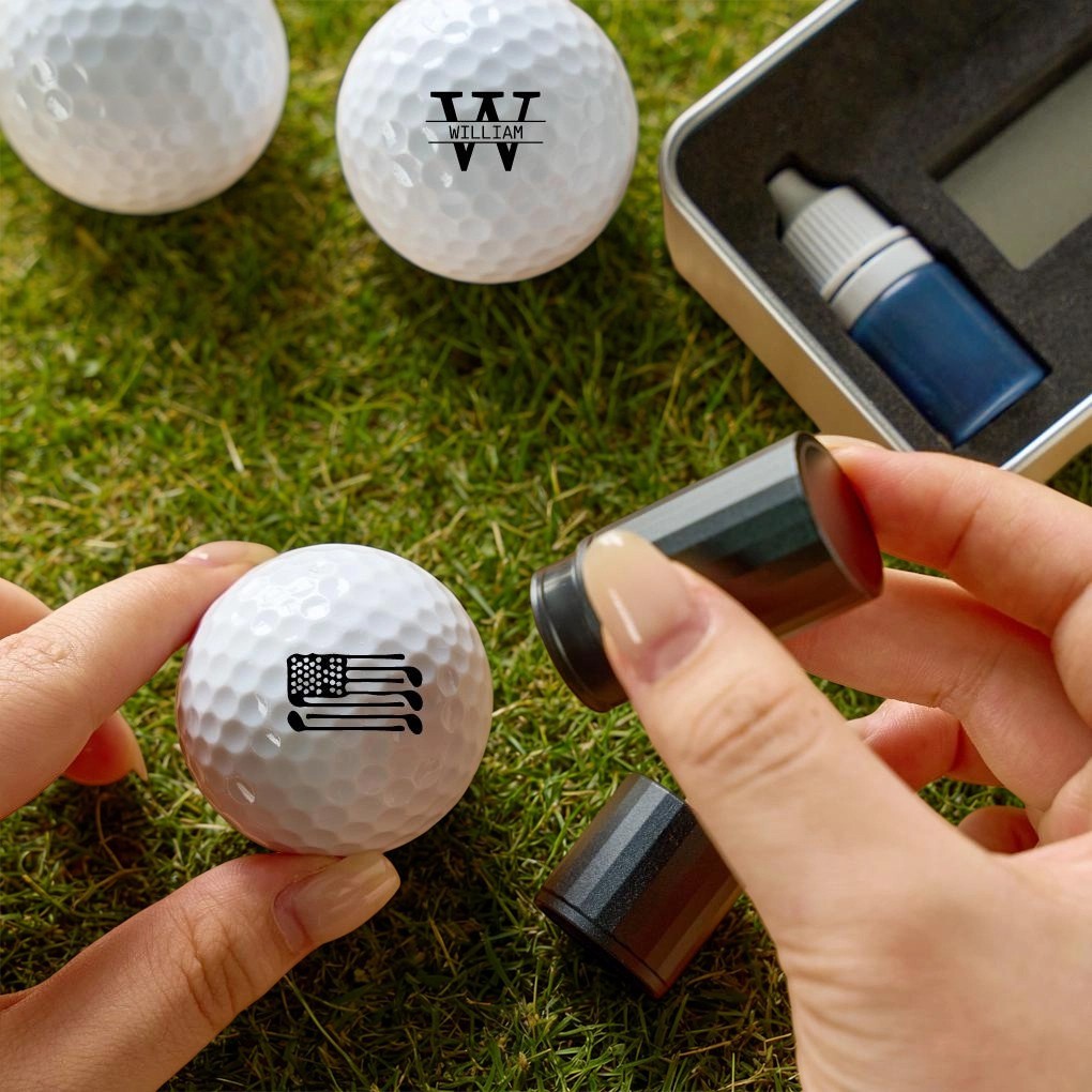 Personalised Monogram Initial Self-Inking Golf Ball Stamp Golf Gifts for Men Birthday Gift Ideas Unique Gift for Dad Husband
