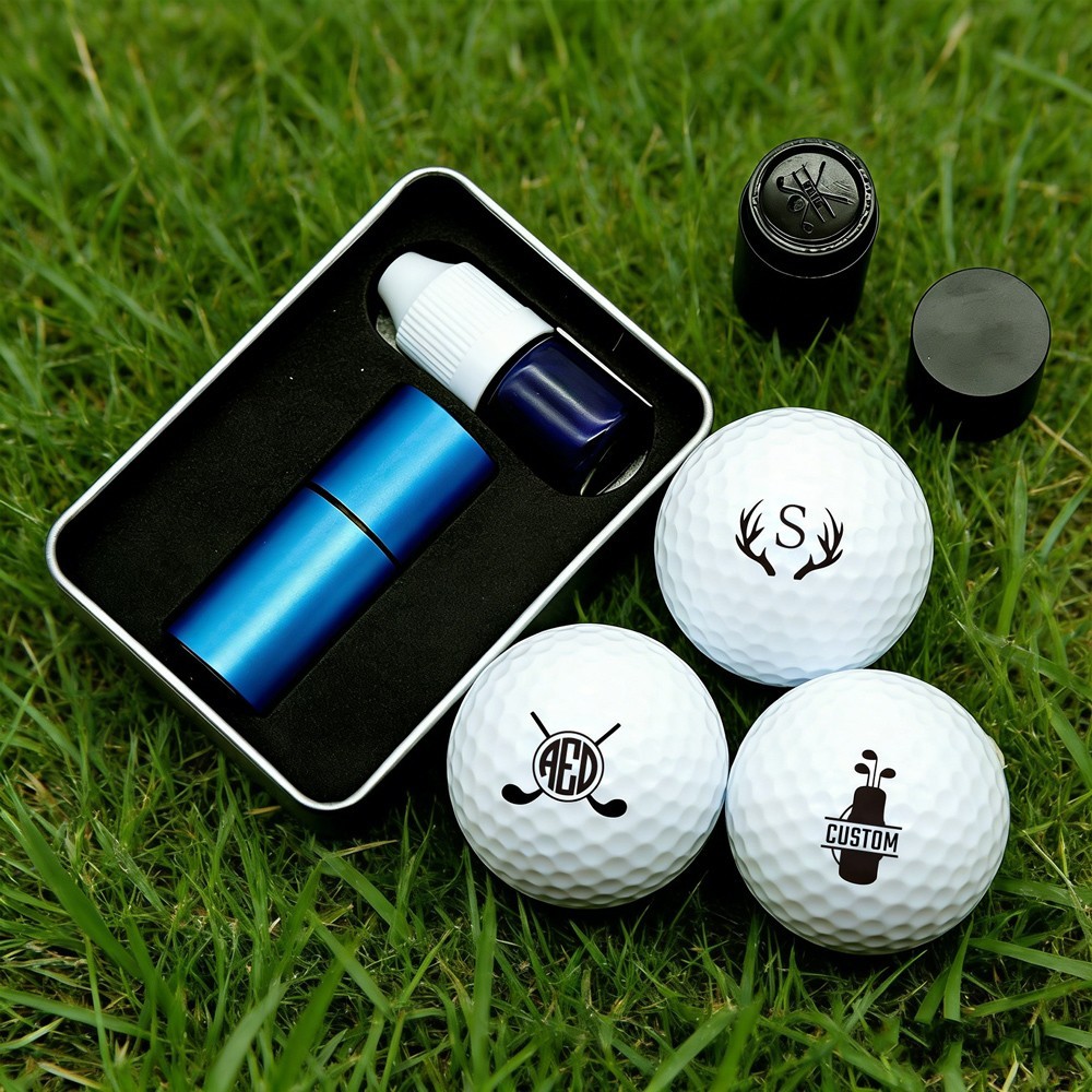 Custom Golf Ball Stamp with Box for Men Gifts for Dad Husband Golfer Sport Gift Unique Birthday Gift Ideas