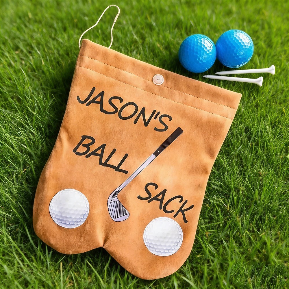 Personalised Golf Ball Bag Sacks with Name Funny Golf Accessories For Men Unique Gift for Golf Lovers Dad Husband