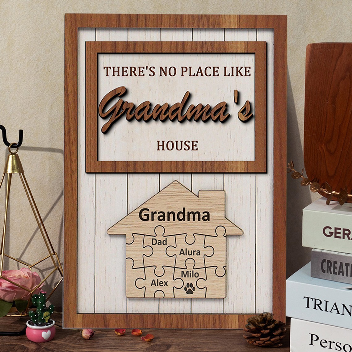 There's No Place Like Grandma's House Personalised Puzzle Name Sign Gift for Mum Grandma Mother's Day Gifts