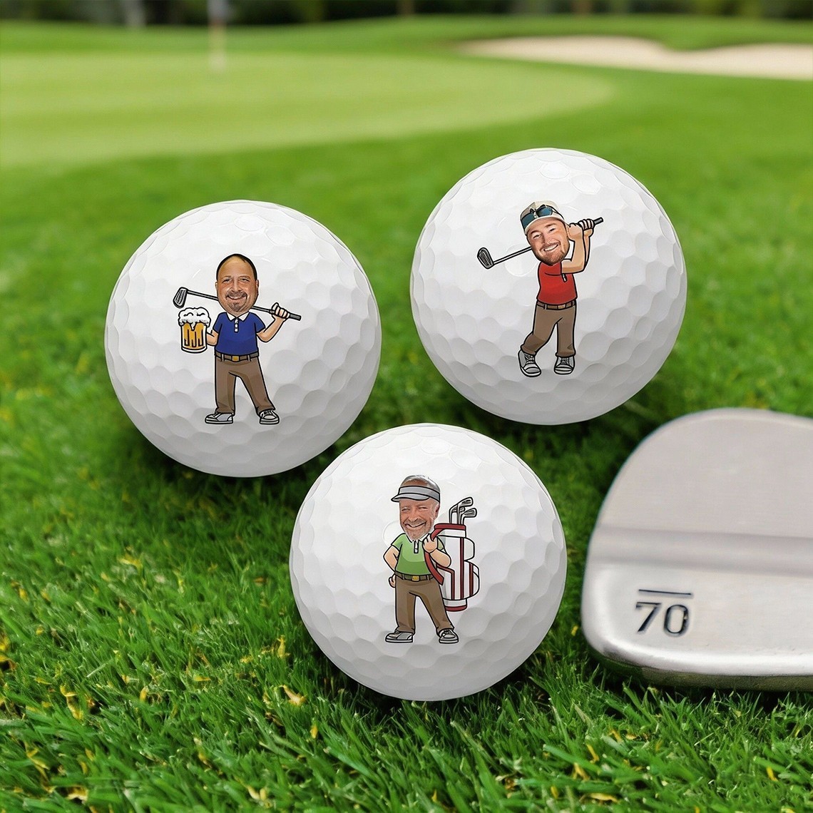 Personalised Cartoon Face Photo Golf Balls Keepsake Gift for Golf Lovers Funny Golf Gifts for Dad Husband Boyfriend