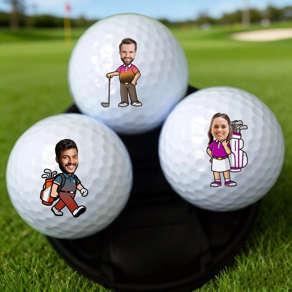 Personalised Cartoon Face Photo Golf Balls Golf Gifts for Him Her Unique Golf Lover Gifts Anniversary Gifts Groomsmen Gift