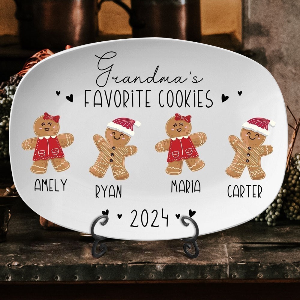 Personalised Grandma's Favorite Cookies Gingerbread Platter with Kids Names Christmas Gift for Grandma Mum Family Gifts