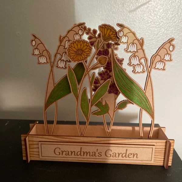 Wood Birth Flower Garden Custom Grandma's Garden Wood Sign Gift for Grandma Mum Christmas Gift for Her