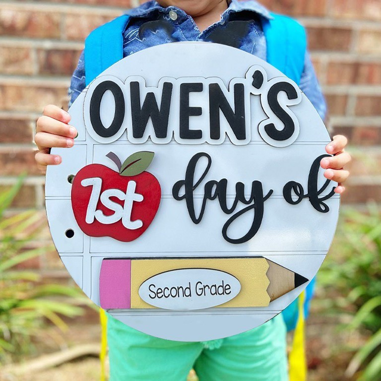 Custom First/100th/Last Day of School Photo Prop Interchangeable Back to School Sign Gifts for Kids