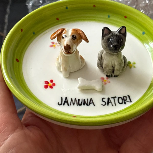 Custom Pet Figurine Jewelry Tray with Name Dog Owner Gift Unique Gift for Pet Lovers Christmas Gift