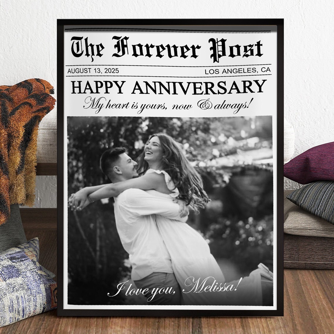 Custom Wedding Newspaper Print Frame Unique Gifts for Wife Husband Personalised Wedding Anniversary Gift