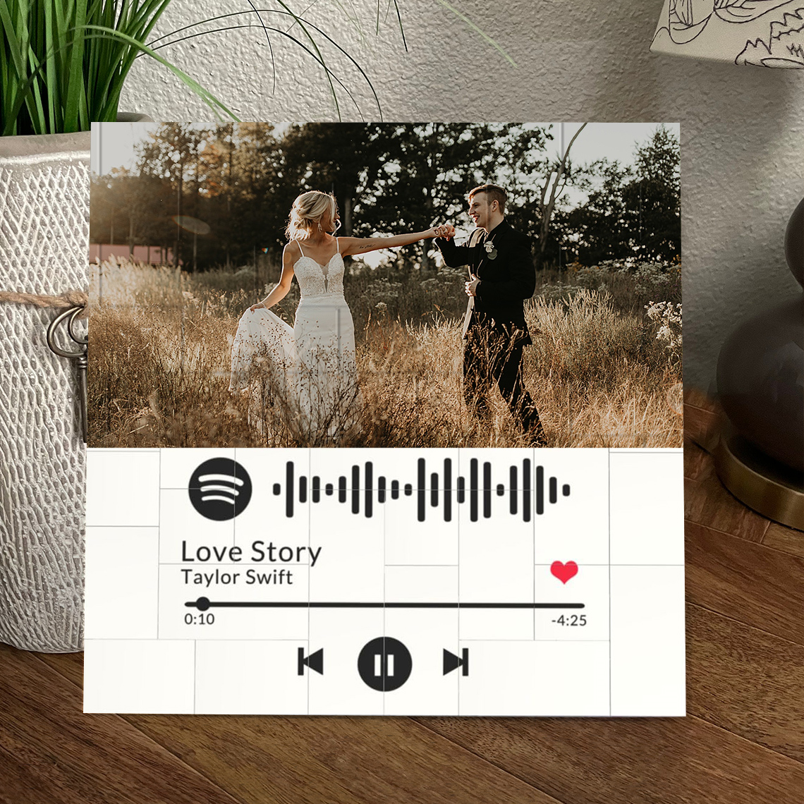 Personalised Spotify Code Photo Building Block Puzzle Wedding Anniversary Gifts for Wife Valentine's Day Gift for Couples