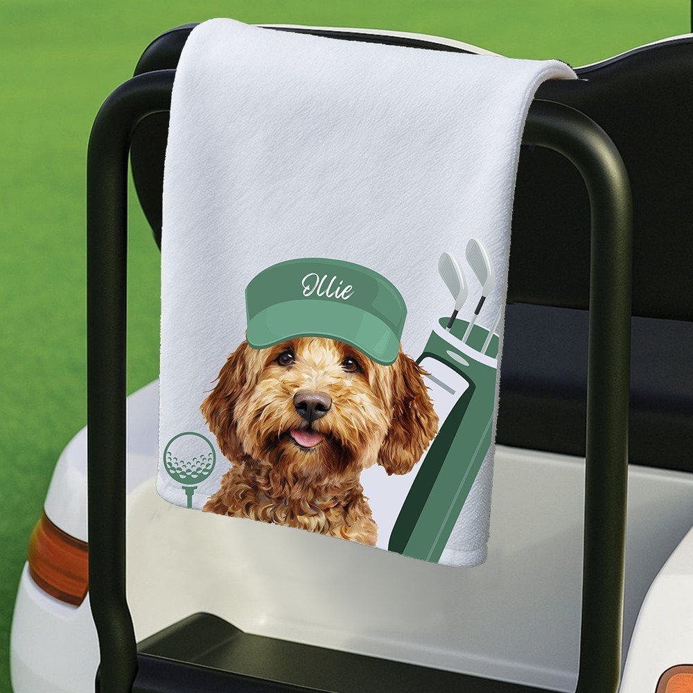 Custom Pet Dog Golf Towel with Pet Photo and Name Gifts for Dog Lover Pet Lover Gifts Golf Lover Gift Ideas
