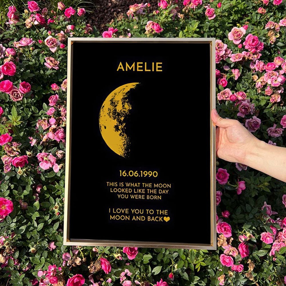 Custom Moon Phase Print Frame Sign Birthday Gift For Couple Unique Anniversary Gift Ideas Valentine's Day Gifts for Her Him