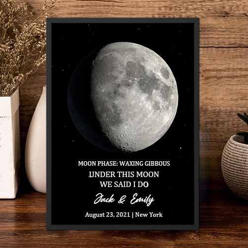 Under This Moon We Said I Do Custom Moon Phase Print Frame Wedding Gifts 1st Anniversary Gift Valentine's Day Gifts for Couple Unique Birthday Gift