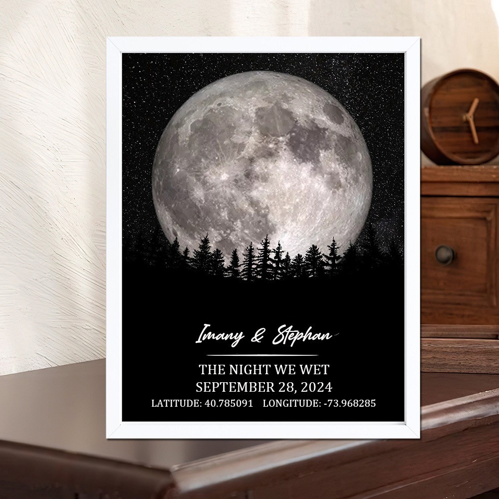 Personalised The Night We Met Moon Phase Print Frame Anniversary Gift Ideas for Wife Valentine's Day Gift for Couple Unique Birthday Gift