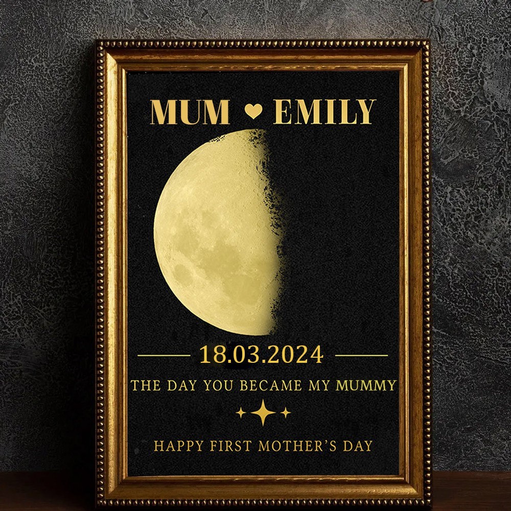 The Day You Became My Mummy Custom Moon Phase Print Frame New Mum Gift Unique Gifts for Mum Mother's Day Gift Ideas