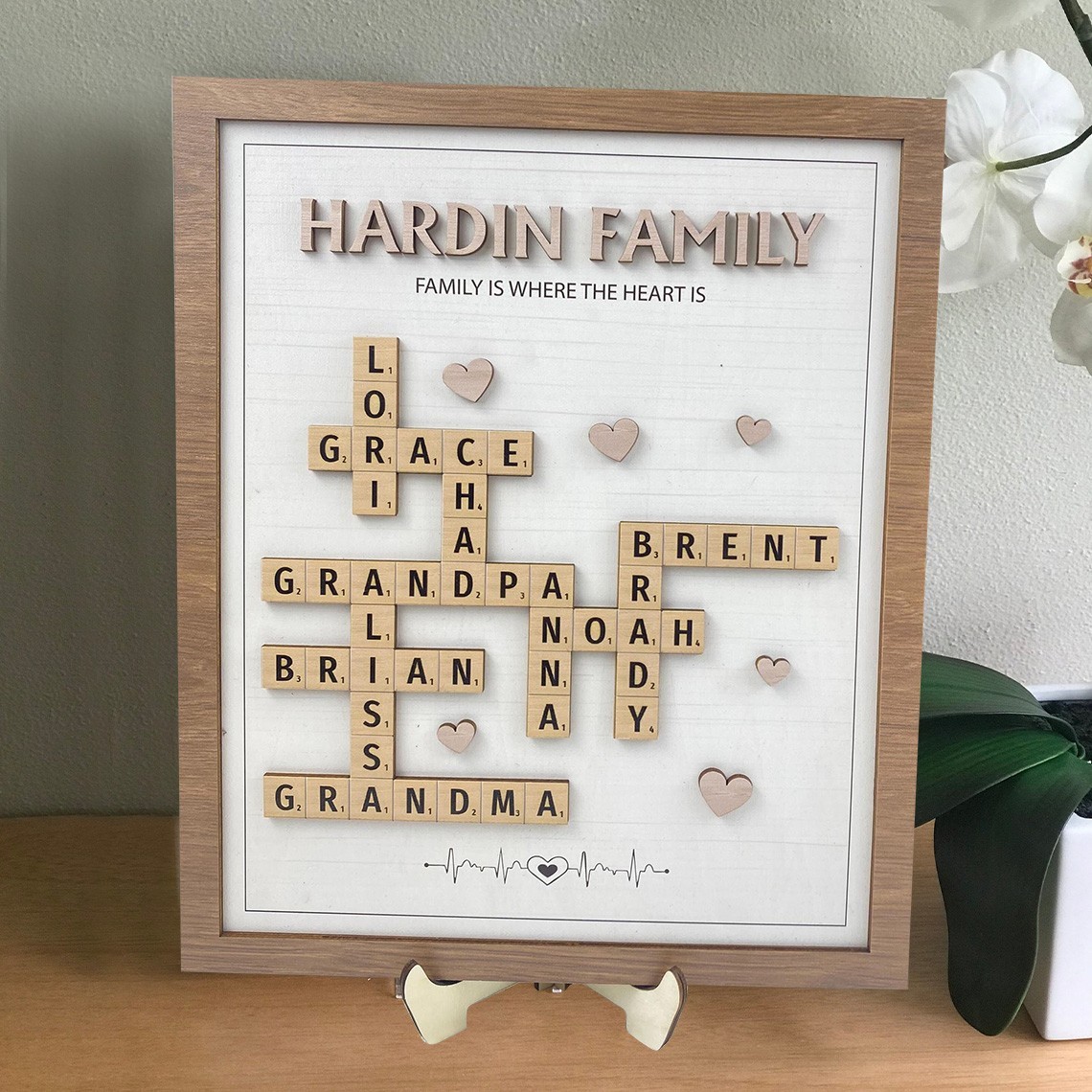 Personalised Crossword Scrabble Wooden Family Name Puzzle Sign Gifts for Mum Grandma Family Keepsake Gift Mother's Day Gift