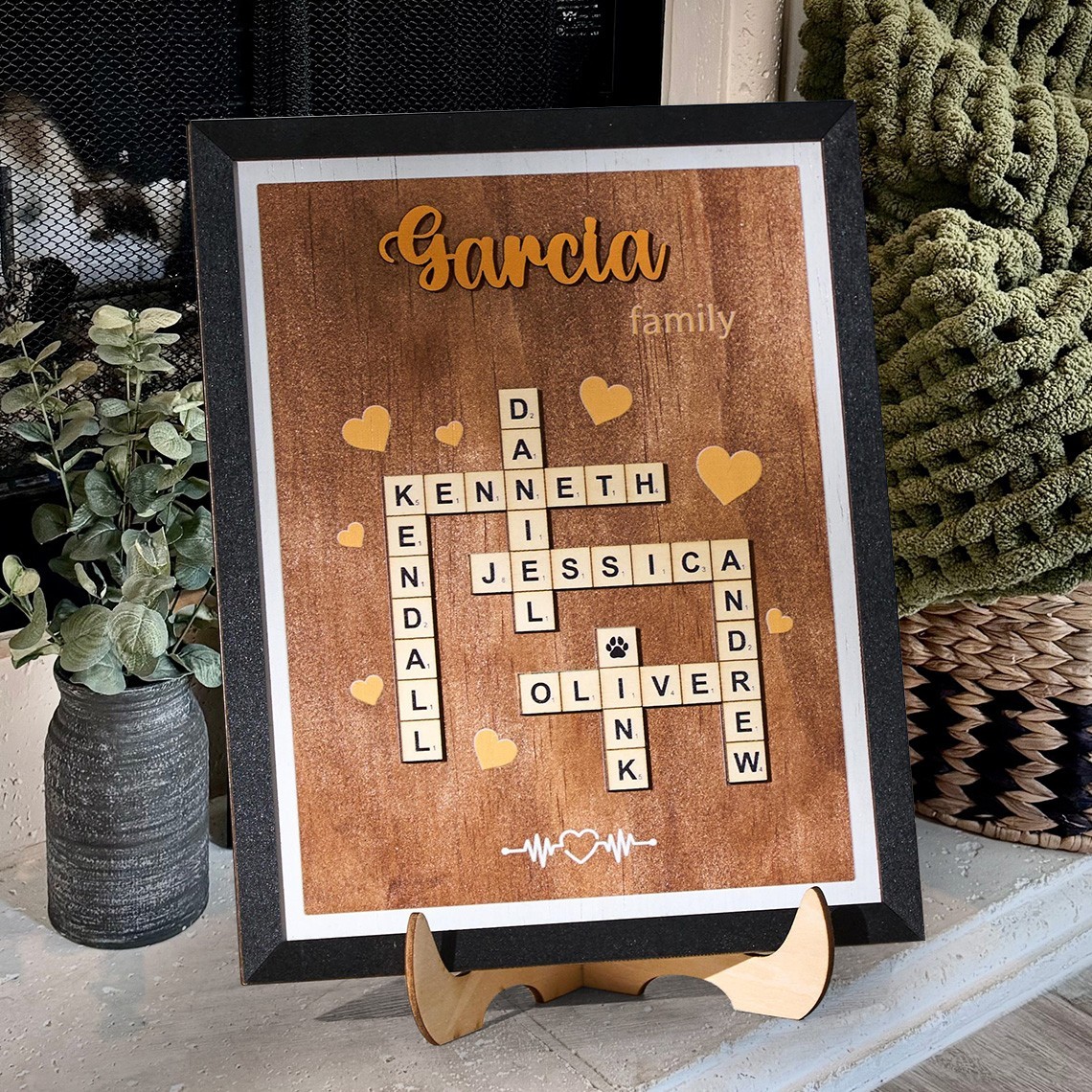 Custom Crossword Scrabble Family Wooden Puzzle Sign Keepsake Gifts for Family Unique Gifts for Mum Mother's Day Gift Ideas