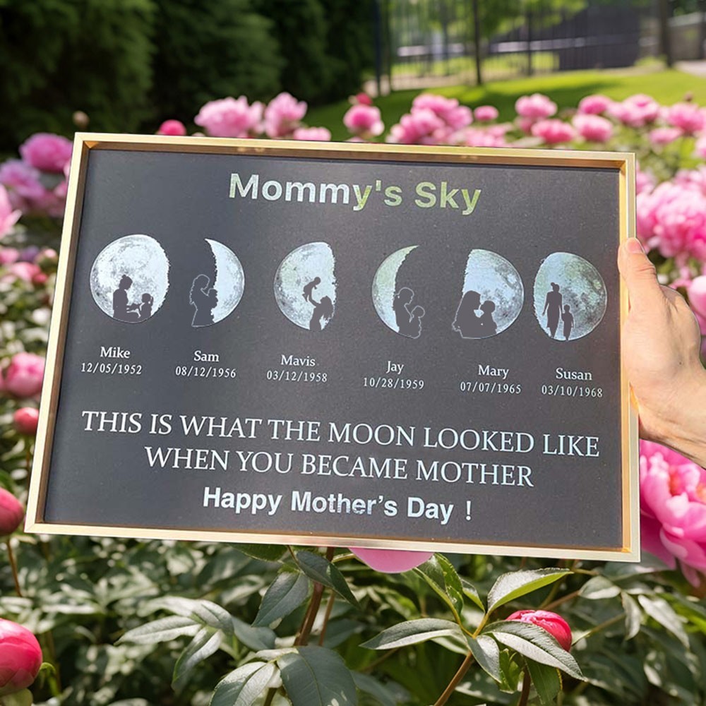 Custom Mummy's Sky Moon Phase Print Frame with Kids Names Keepsake Gifts for Mum New Mum Gift Mother's Day Gift