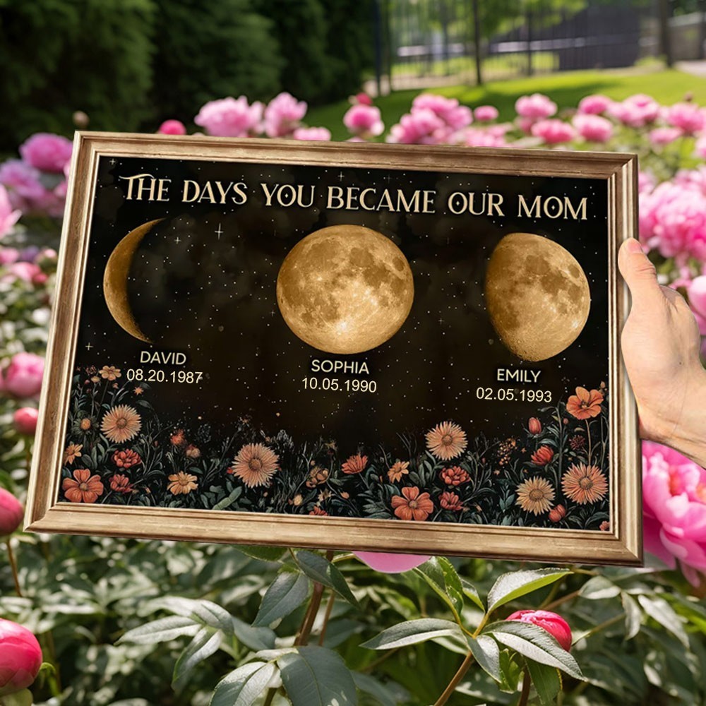 The Days You Became Our Mum Custom Moon Phase Print Frame with Kids Names Unique Gifts for Mum Mother's Day Gift