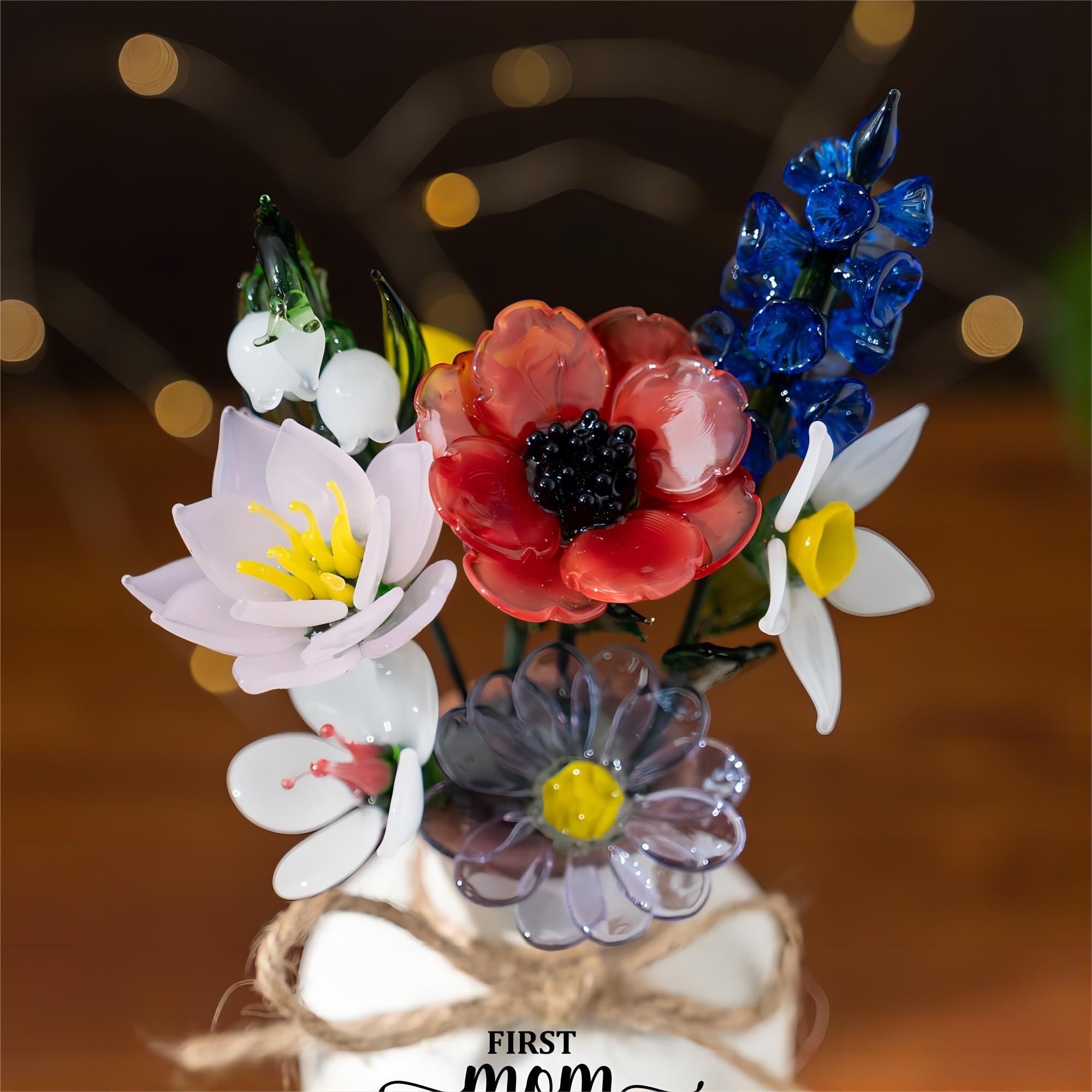 Personalised Glass Birth Month Flower Unique Gifts for Mum Grandma Mother's Day Gift Ideas