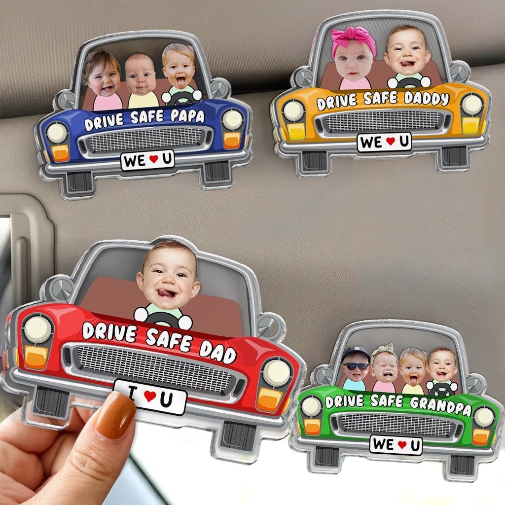 Personalised Drive Safe Dad Photo Car Visor Clip Unique Gifts for Dad New Dad Gift Father's Day Gift Ideas