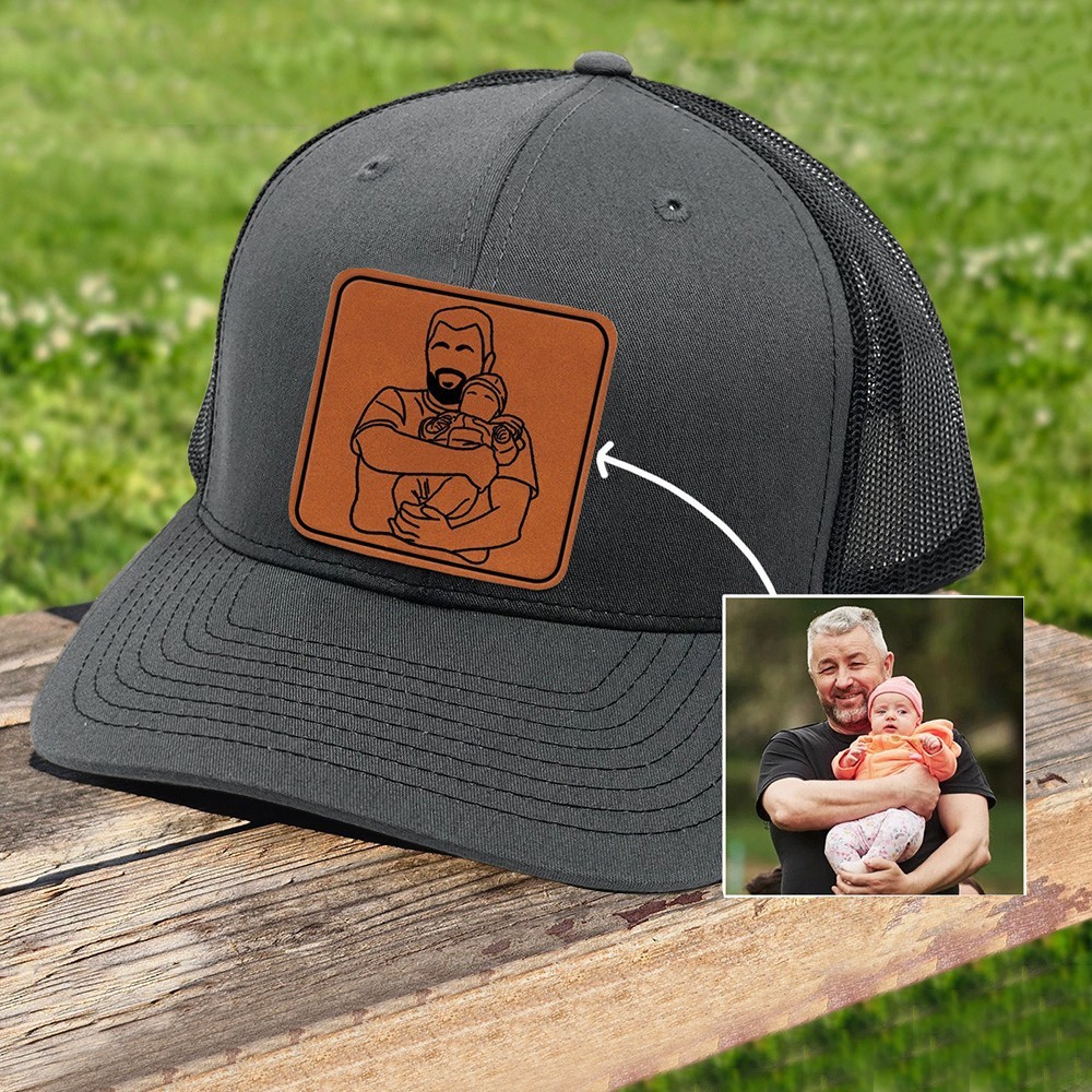 Custom Outline Photo Portrait Patch Hat Gifts for Dad Unique Father's Day Gift Ideas