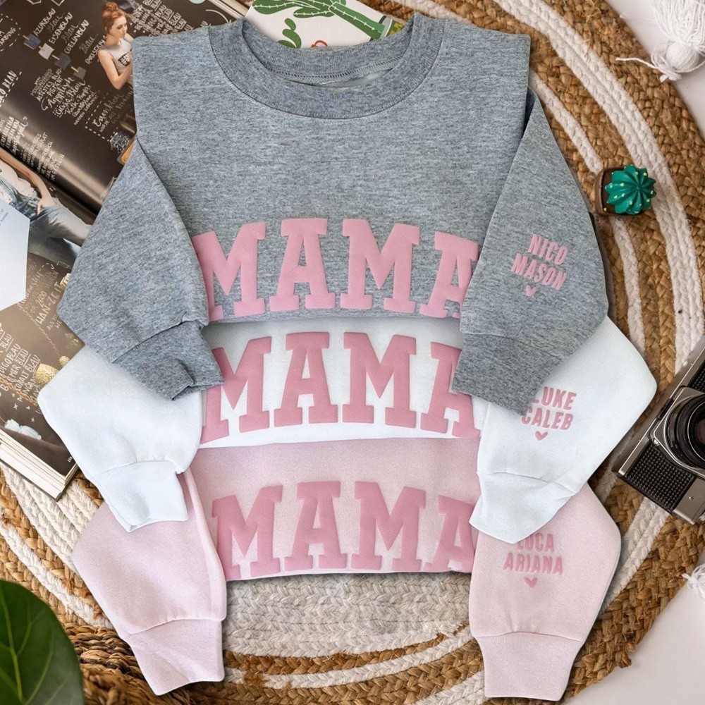 Custom Mama Sweatshirt with Kids Names on Sleeve Gifts for Mum New Mum Gift Mother's Day Gift