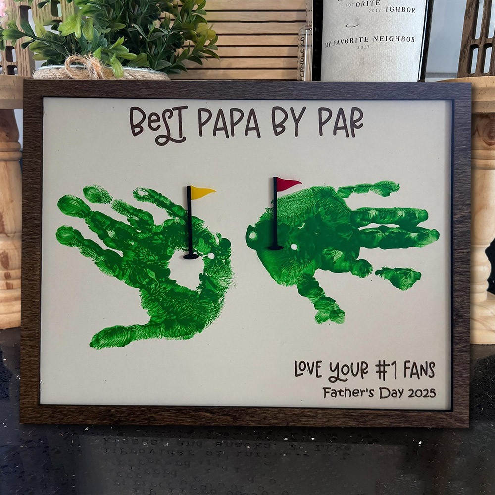 Personalised Best Papa By Par DIY Handprint Frame Sign Gifts for Grandpa Dad Father's Day Gift
